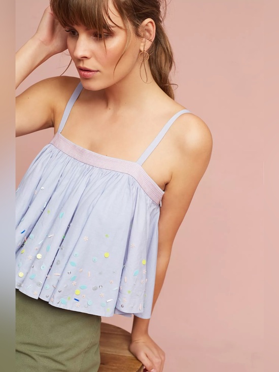 Pankaj And Nidhi Tops - Ayana Embellished Swing Top blue embellishment top size small